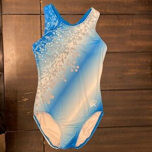 GK Elite x Simone Biles Blue and White Gymnastics Leotard